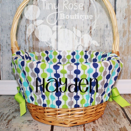 Personalized Easter Basket Liner // Pastel Bunnies Easter Etsy