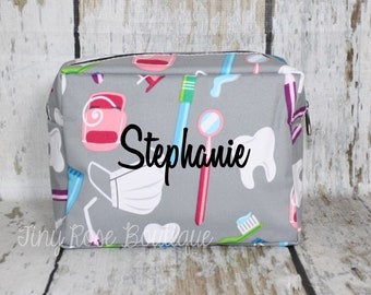 Monogrammed Dentist Cosmetic Bag, Personalized Dr Makeup Case