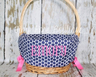 Easter Basket Liner- Pastel Polka Dot Easter Basket - Comes Personalized