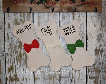 Pet Stockings, Personalized Buffalo Plaid Dog Bone Stocking