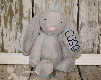 Personalized Bunny -Grey Monogrammed Plush Rabbit