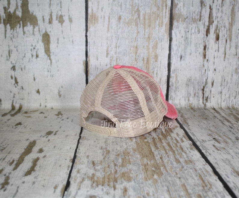 Sweet Sassy & Southern Patch Hat, Distressed Hot Coral Trucker Hat image 3