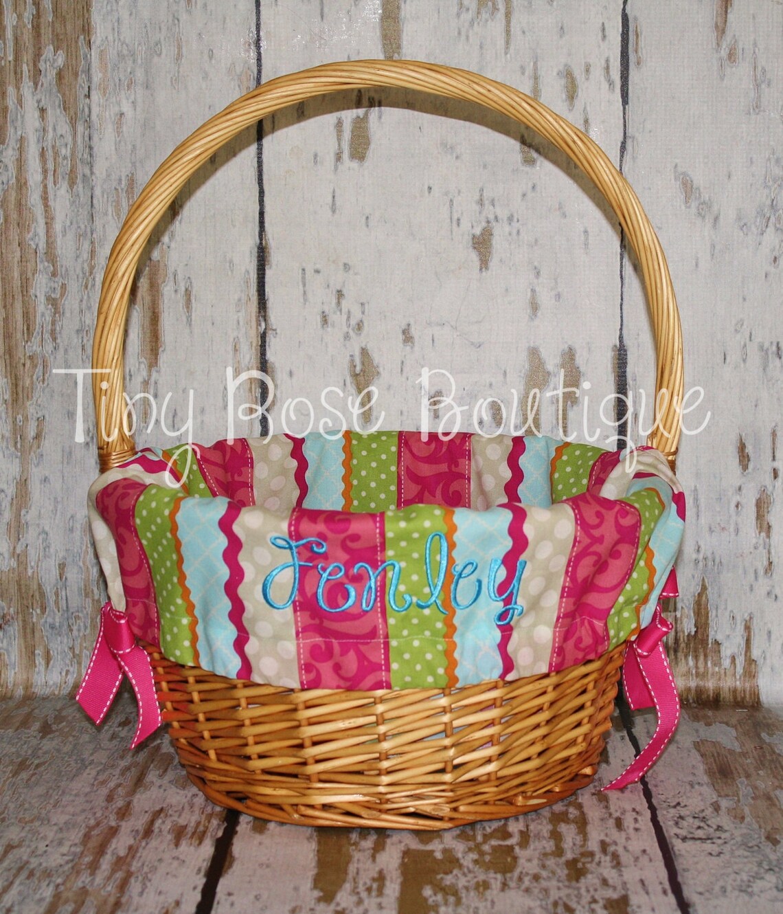 Personalized Easter Basket Liner Striped Ric Rac Etsy