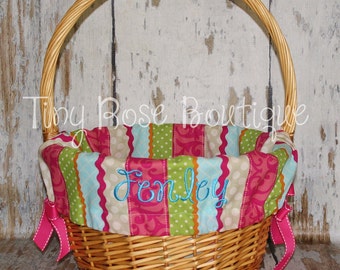 Personalized Easter Basket Liner - Striped Ric Rac