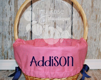 Personalized Easter Basket Liner- Hot Pink Gingham