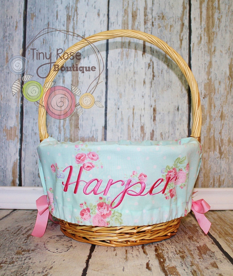 Easter Basket Liner Shabby Chic Floral Comes Personalized image 1