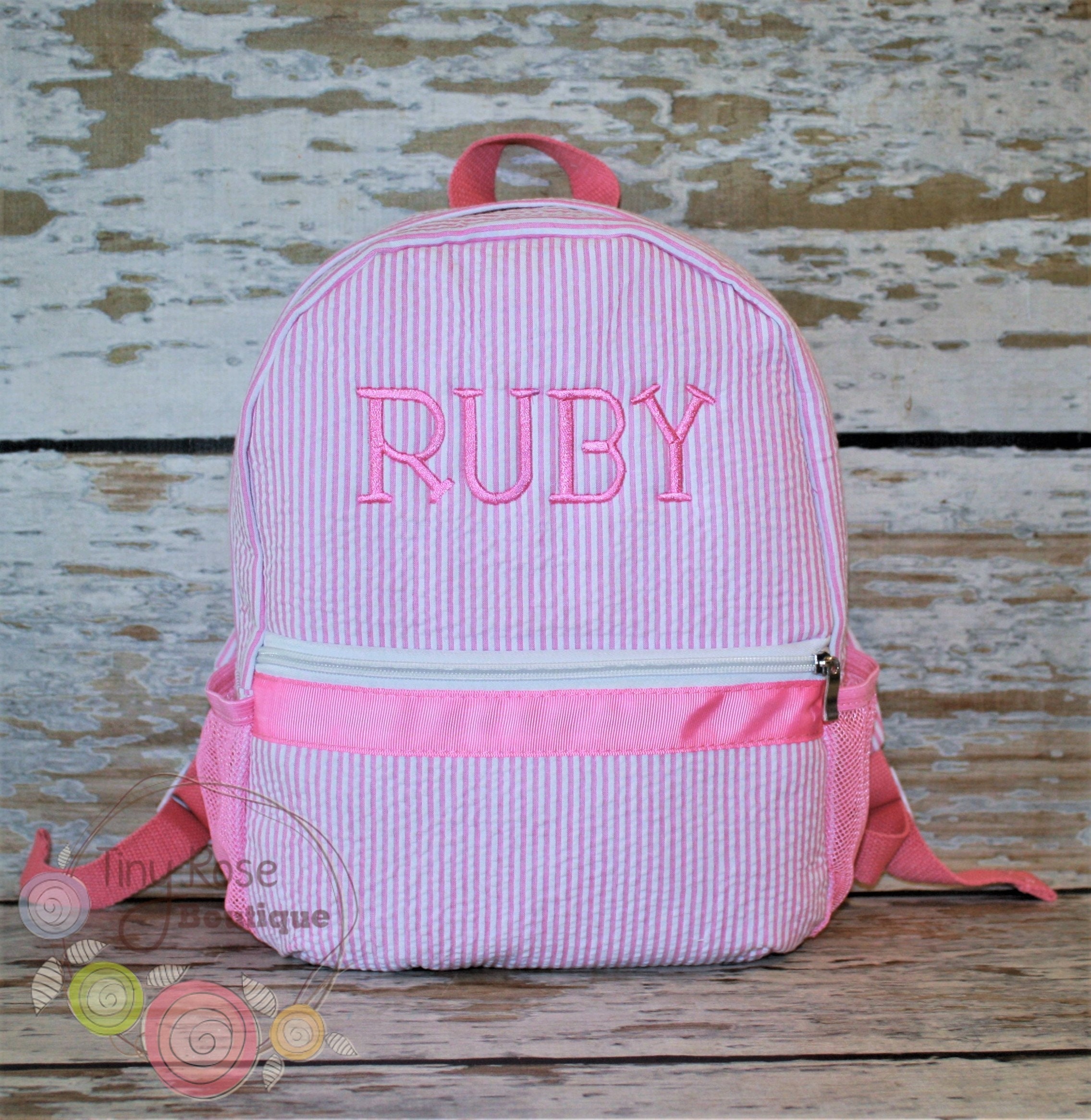 Toddler Girl Backpack Seersucker Booksack Personalized | Etsy