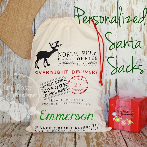 Personalized Santa Sack - Custom Name Christmas Gift Bag