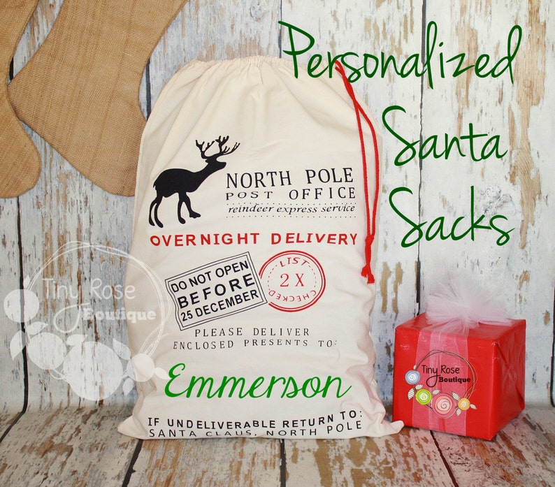 Personalized Santa Sack Custom Name Christmas Gift Bag image 1