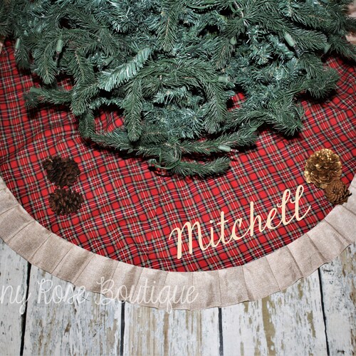 Burlap And Plaid Tree Skirt 
