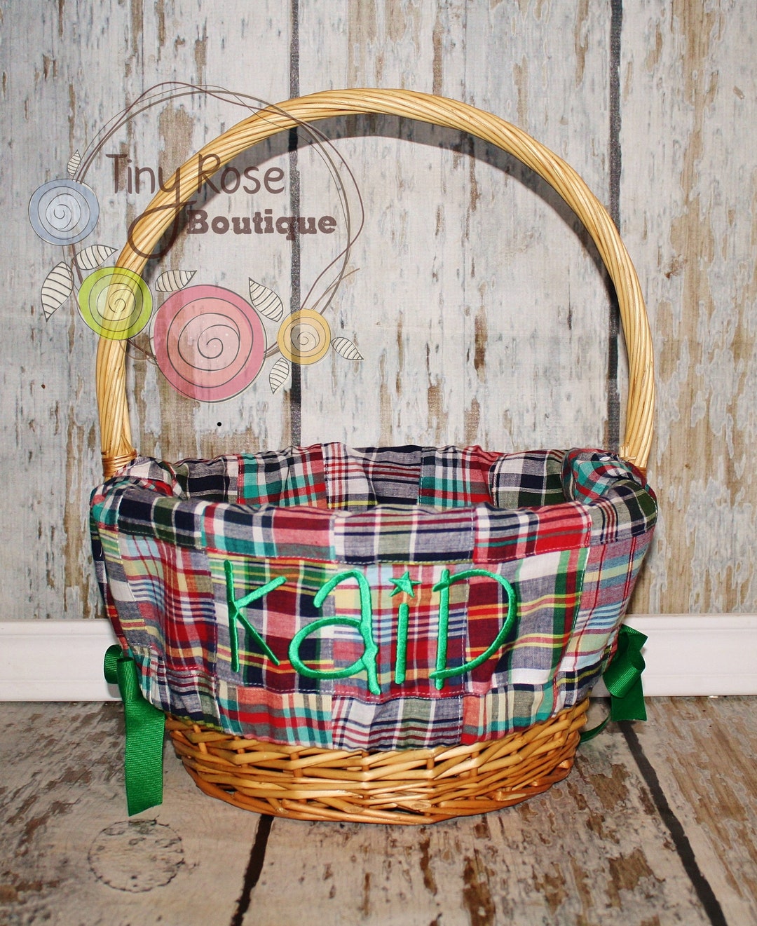 Personalized Easter Basket Liner - Madras Plaid - Etsy