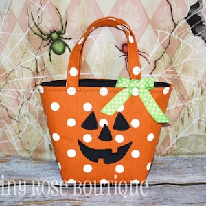 Pumpkin Trick or Treat Tote Halloween Bag Can Be Personalized image 1