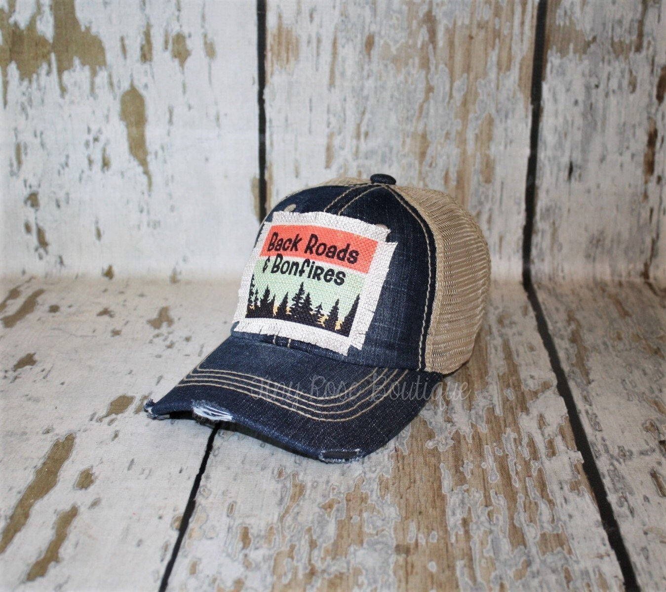 Custom Patchwork Trucker Hat “Sounds Like BS” We caught a big one, folks — a custom fishing vest + hat for  main image 4