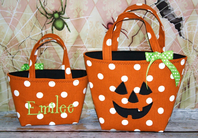 Pumpkin Trick or Treat Tote Halloween Bag Can Be Personalized image 2