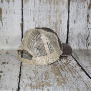 The Mountains are Calling and I Must Go Patch Hat, Distressed Brown Trucker Hat image 3