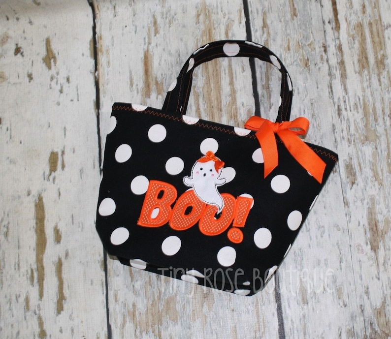 Boo Halloween Trick or Treat Tote Bag, Halloween Tote Bag, Can Be Personalized image 2