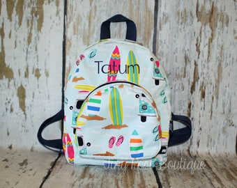 Toddler Backpack - Beach Themed Booksack - Personalized School Bag, Book Bag, Mini Backpack,Beach Bag