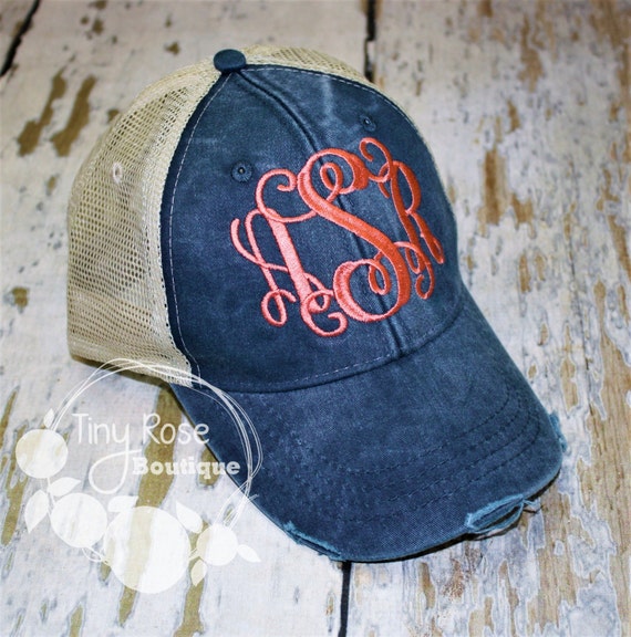 navy monogram hat