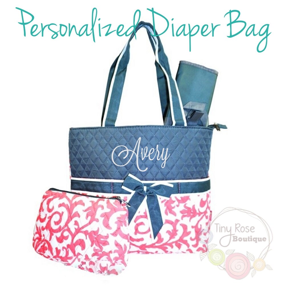 Personalized Diaper Bag Coral Ivy Monogrammed Baby Tote Etsy