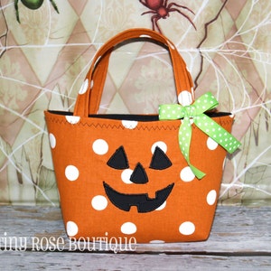 Halloween Pumpkin Trick or Treat Tote Bag Baby's First Halloween image 1