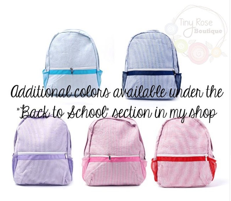 Seersucker Backpack Pink Personalized School Bag