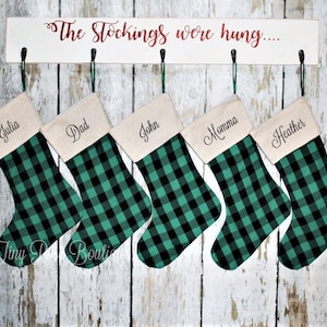 Buffalo Check Stockings, Green Black Buffalo Plaid Stocking