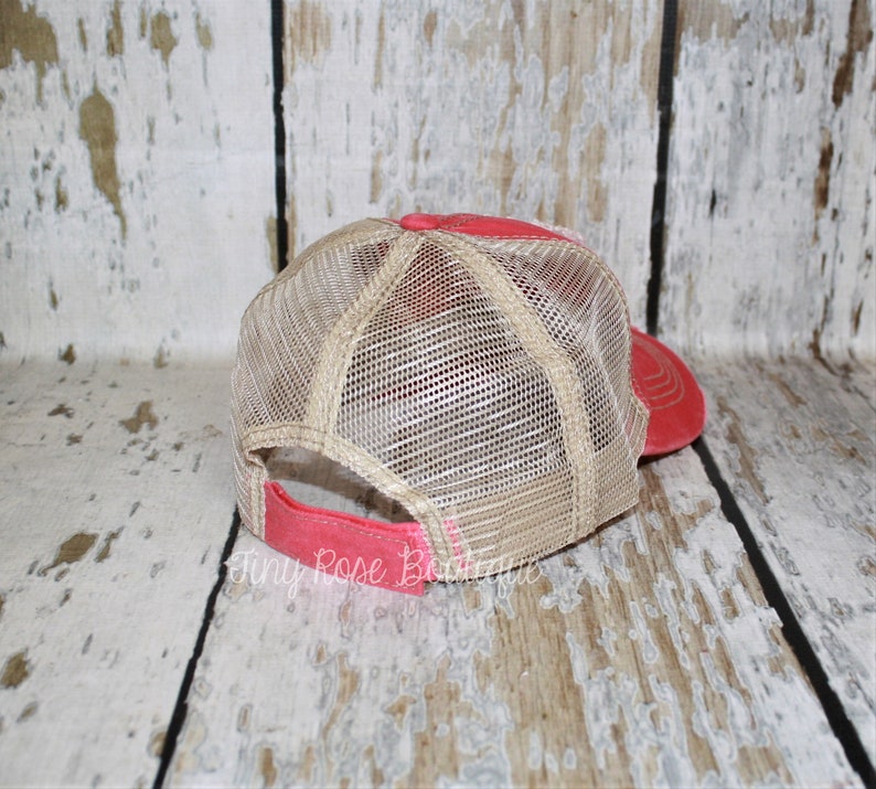 Baseball Mom Patch Hat, Distressed Red Trucker Hat image 3