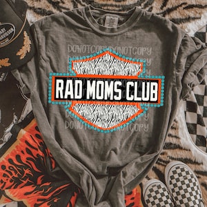 Club de mamás radicales PNG, Mamá PNG, Diseño PNG de descarga digital con estampado de cebra turquesa alternativo retro