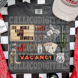 O mundo precisa de mais cowboys no oeste da Rota 66, vaga digital para download, design png