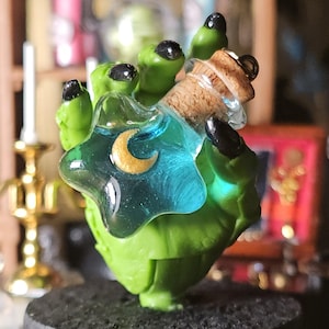 LUCKY STAR - Magical potion charm pendant glass and stainless steel bail and chain.