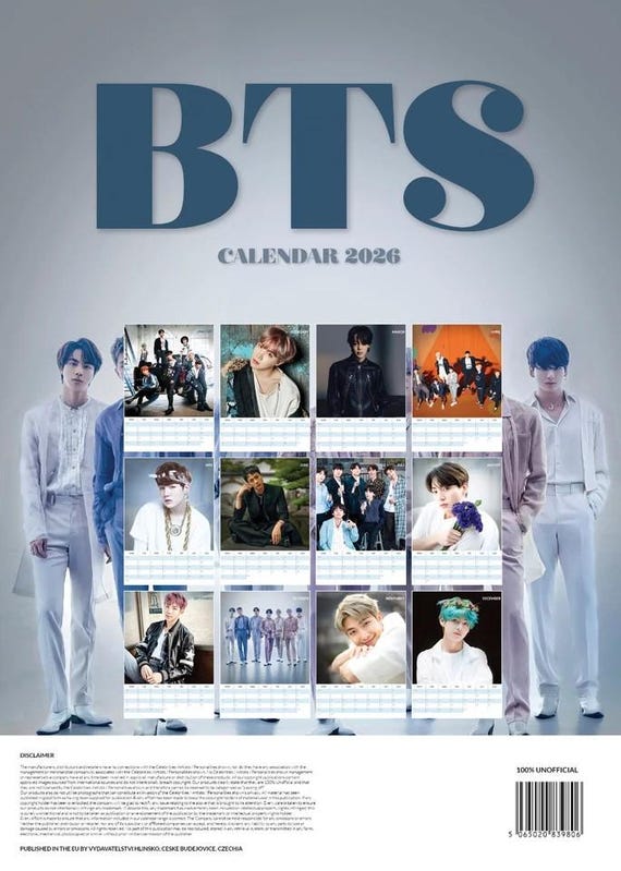 BTS 2026 Wall Calendar: Professional Photography, A3 Size - Etsy