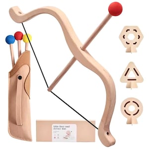 Wooden Bow and Arrow Set: Soft Ball Archery Toy with Targets