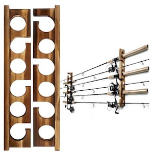 1 Pair Fishing Rod Holders – Wall or Ceiling Mount Rack for Up to 6 Rods, Garage Storage Organizer