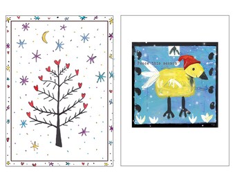 Happy Holiday cards - pack of 10 (5 each of 2 designs + envelopes) 5"x7" cards