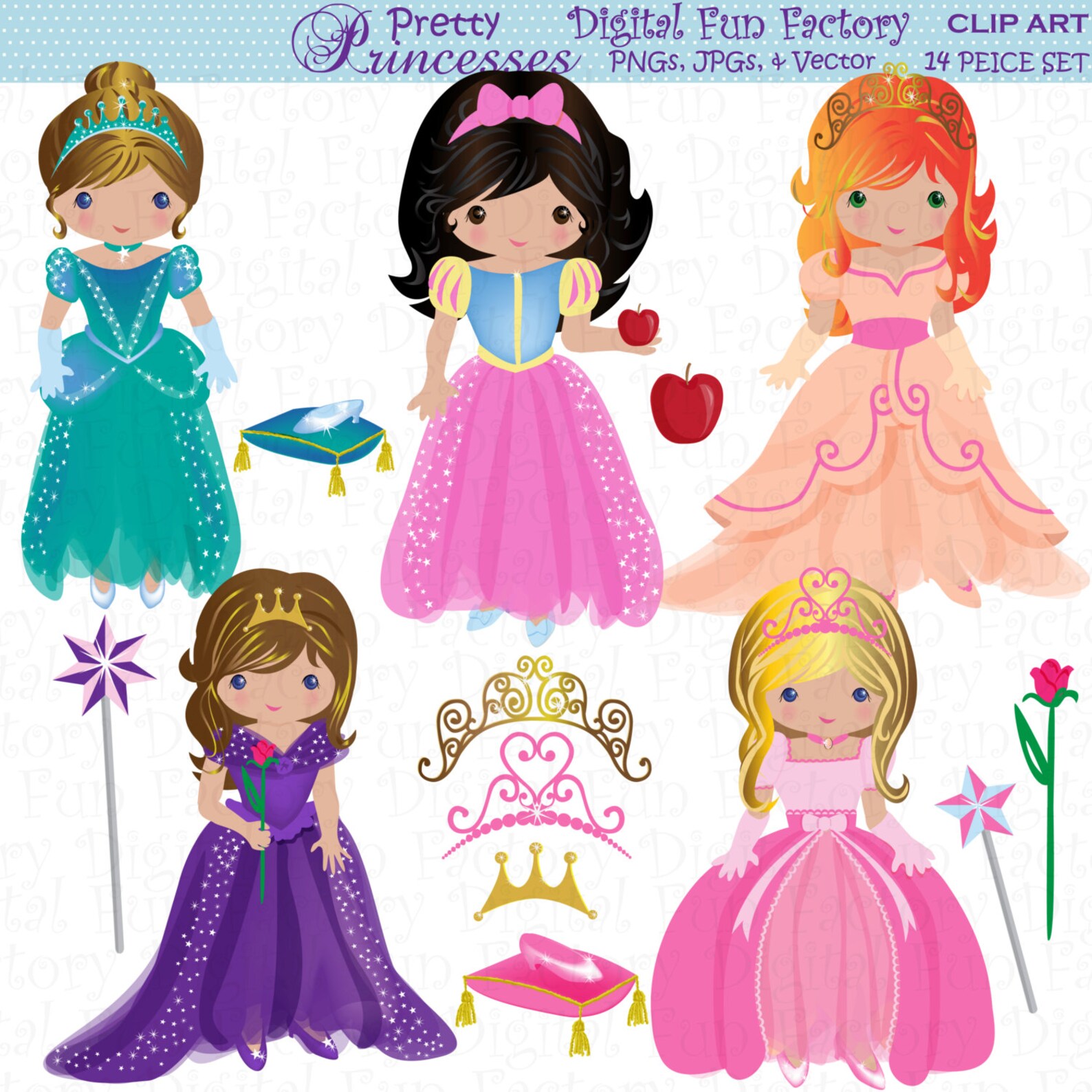 Princess Clip Art: fairy Tale Princess Clip Art - Etsy