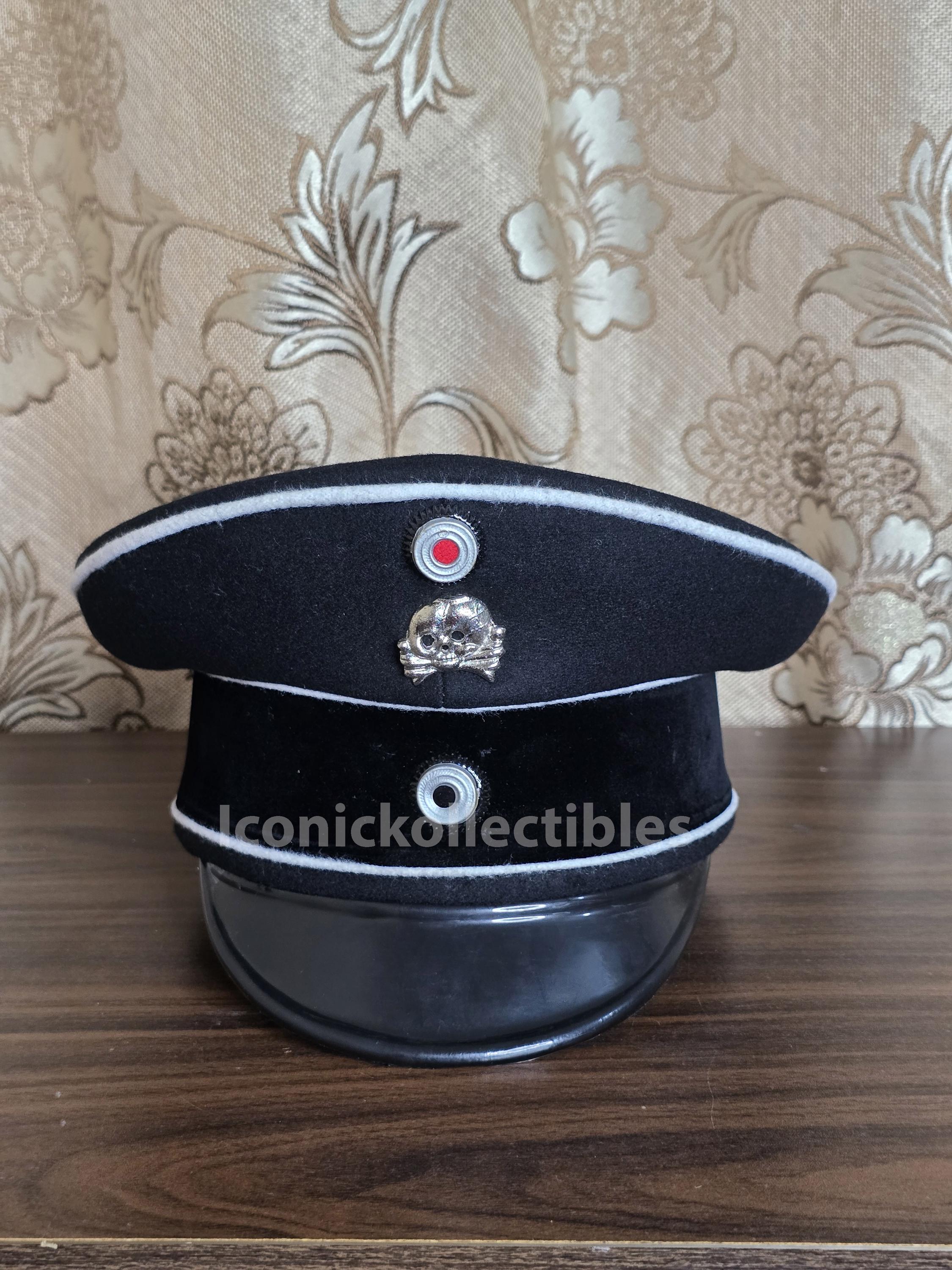 Crusher Cap WWII German Officer - Wool Military Hat With Silver