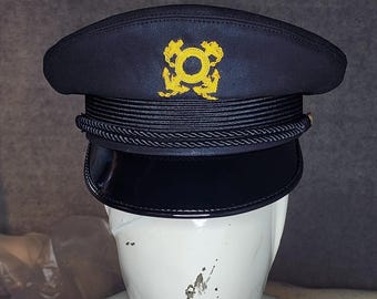 Handmade Vintage Lancaster Boat Skipper Cap, Gold Bullion Badge Captain Hat, Premium Yacht Boater Headwear, Nautical Sailor Embroidery Cap