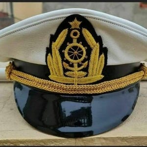 Genuine Leather Sailor Captain Hat Nautical Skipper Cap for Yacht Cruise & Costume | Handmade Replica Maritime Headwear for Men  Women