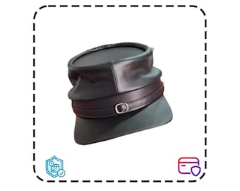 Handmade Leather Civil War Kepi Hat: Reenactment Soldier Cap