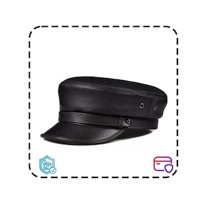 Gorra de cuero genuino hecha a mano: sombrero de motociclista vintage