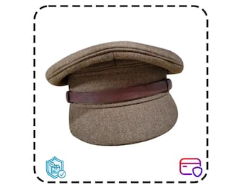 WWII British Army Officer Visor Cap: Authentic Military Reenactment Hat