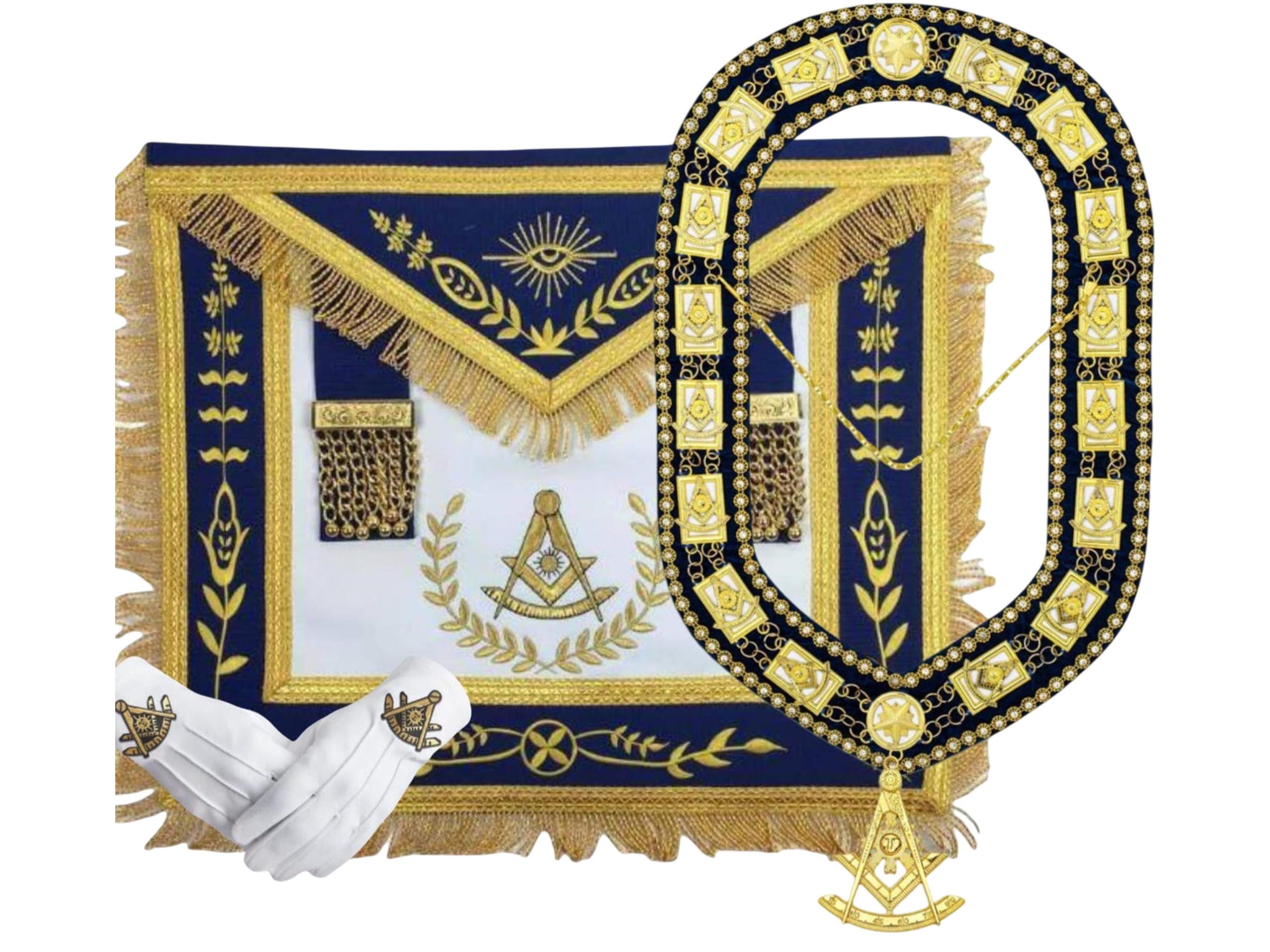 Past Master Keychain Deluxe Quality Masonic Past Master Set; Embroidered Apron, Chain Collar ...