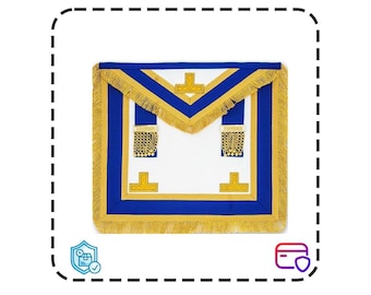 Handgemacht Masonic Provinzial Schürze: Lammleder, Gold Bullion Fransen