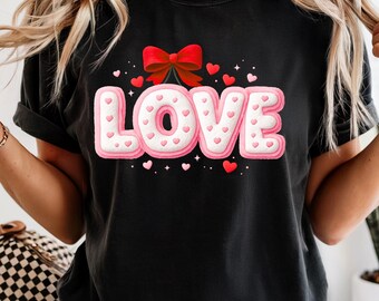 Faux fil au Crochet amour chemise PNG, Coquette cerise Saint-Valentin Design, téléchargement numérique produit Art, fichier PNG, graphique rose tendance, chemise png