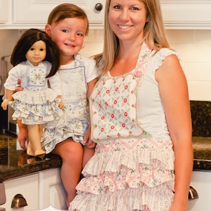 Ruffle Apron pattern set (Adult, Child and Doll) Sewing patterns and Tutorial