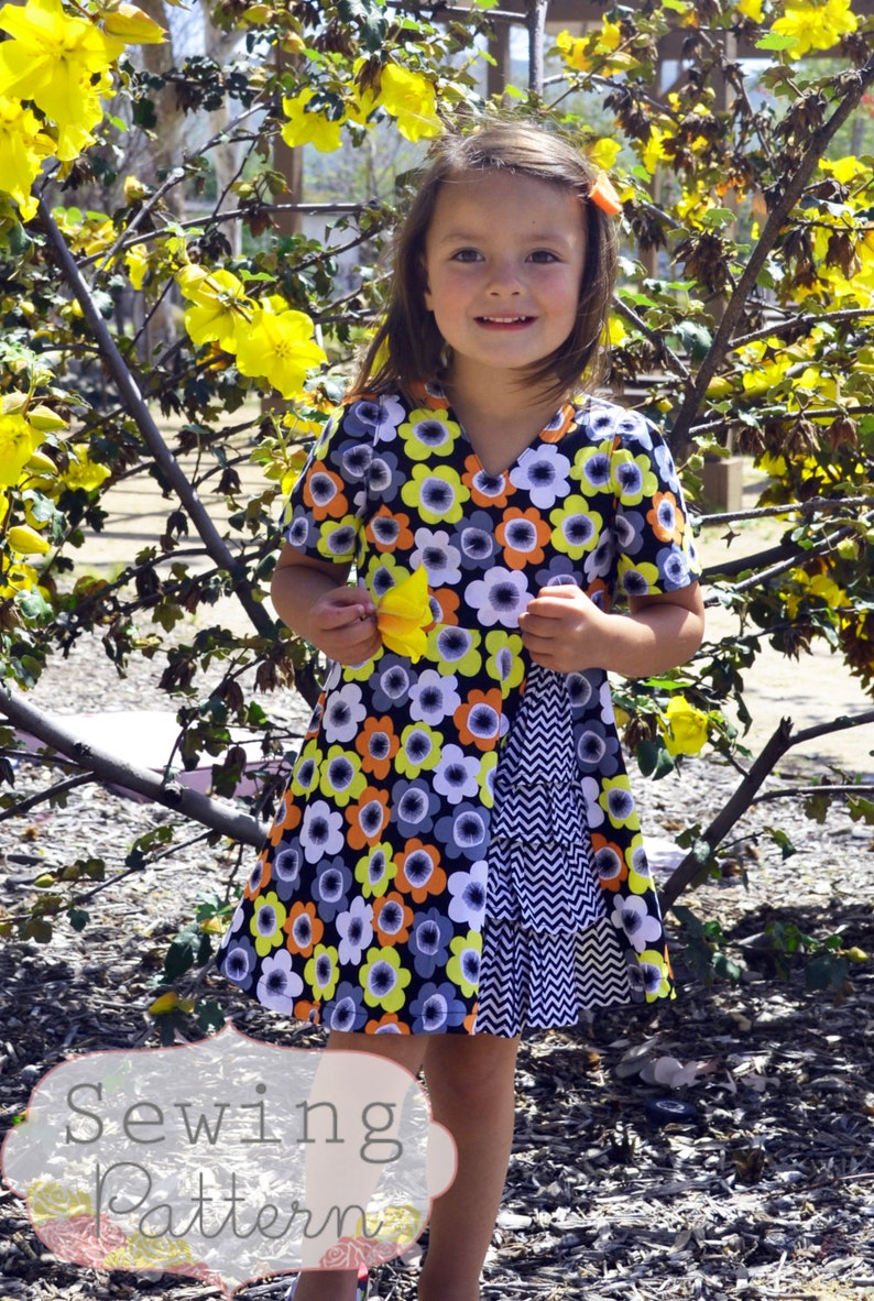 INSTANT DOWNLOAD Zoe Dress Sizes 12/18 months to 8 PDF Sewing Pattern and Tutorial image 1