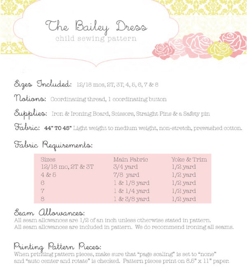INSTANT DOWNLOAD Bailey Dress Sizes 12/18 months to Size 8 PDF Sewing Pattern and Tutorial image 4