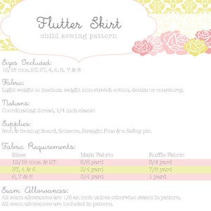 INSTANT DOWNLOAD Flutter Skirt Sizes 12 months to Size 8 PDF Sewing Pattern and Tutorial image 3