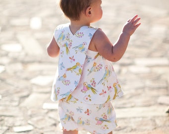 INSTANT DOWNLOAD- Mayah Reversible Pinafore and Bloomers (Sizes 6/9 months to 5) PDF Sewing Pattern and Tutorial