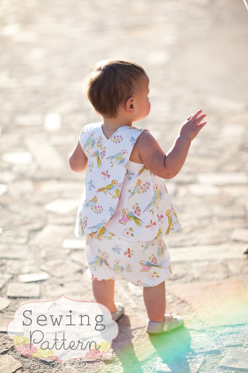 INSTANT DOWNLOAD Mayah Reversible Pinafore and Bloomers Sizes 6/9 months to 5 PDF Sewing Pattern and Tutorial image 1